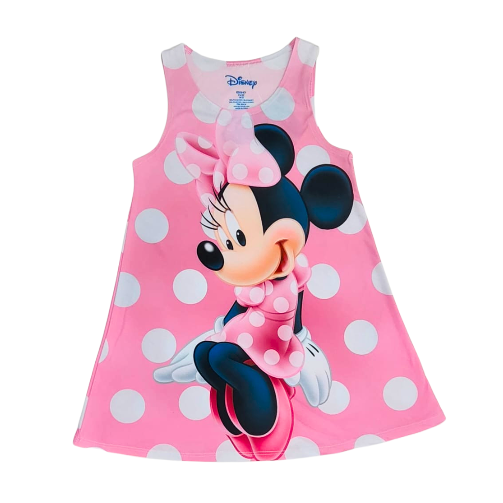 Little Girls Minnie Mouse Polka Dot Dress Pink