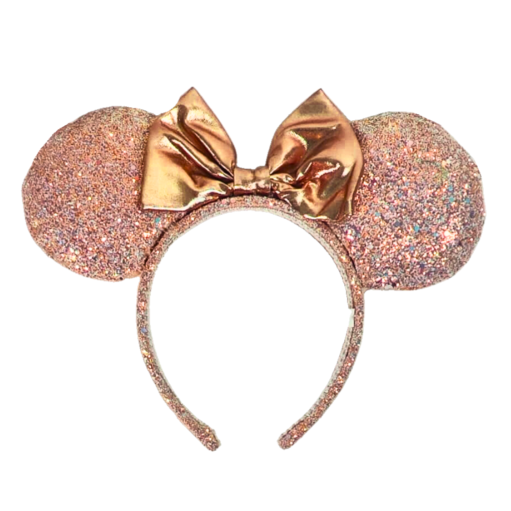 Minnie Rose Gold Glitter Ears Headband and Bow