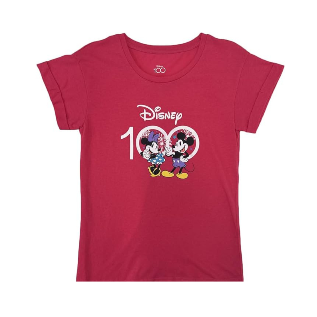 Disney 100 Years of Wonder Mickey Mouse and Minnie Mouse Fireworks Adult Shirt
