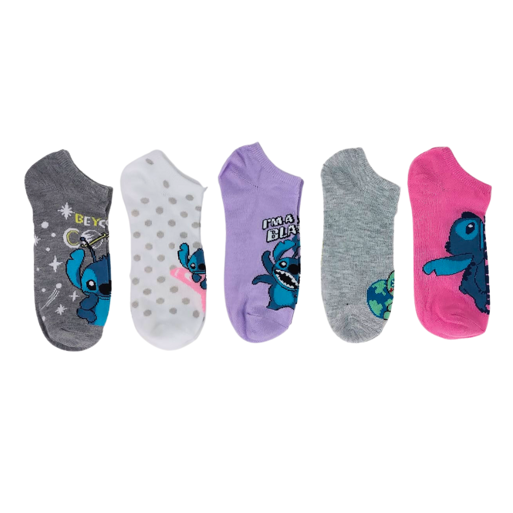 Lilo & Stitch, Girls No-Show Socks, 5-Pack
