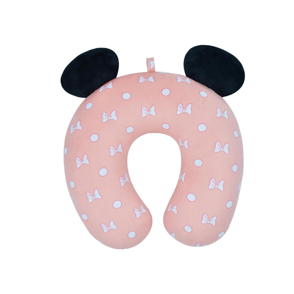 Disney Minnie Mouse Travel Pillow Bows and Polka Dots Portable Neck Pillow, Pink