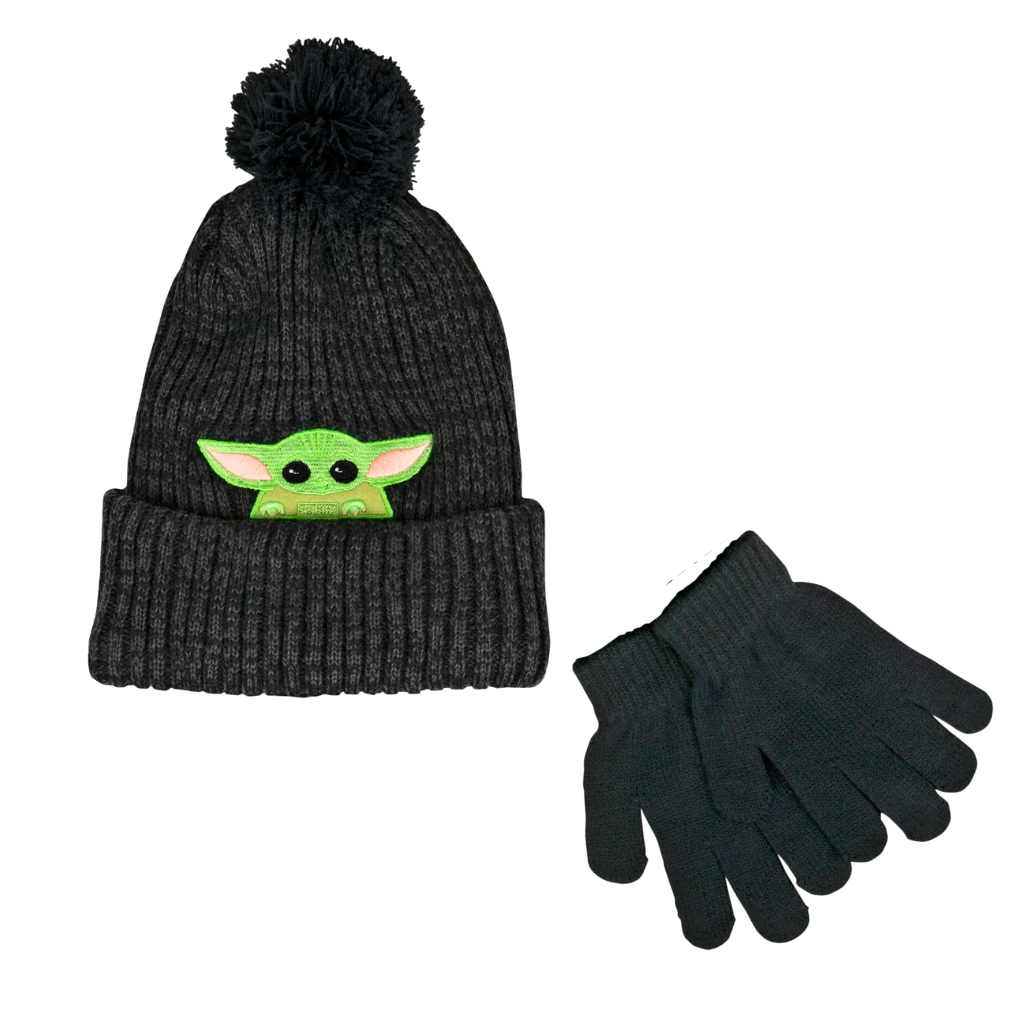 Star Wars Grogu Peek-A-Boo Beanie and Glove Set Black