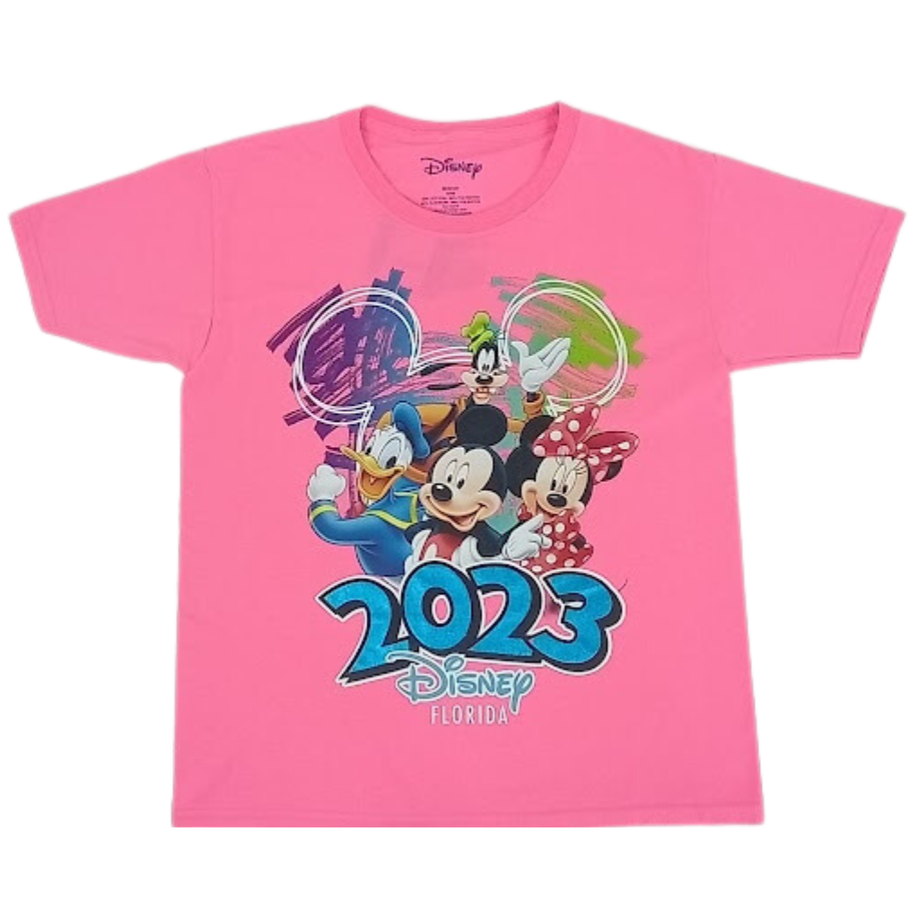 Disney 2023 Mickey Scribble Plus Size Pink T-Shirt