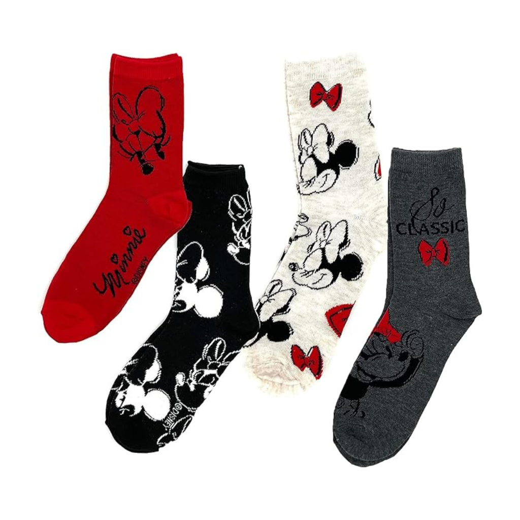 Disney Minnie Unisex Crew Sock - 4 Pack Adult