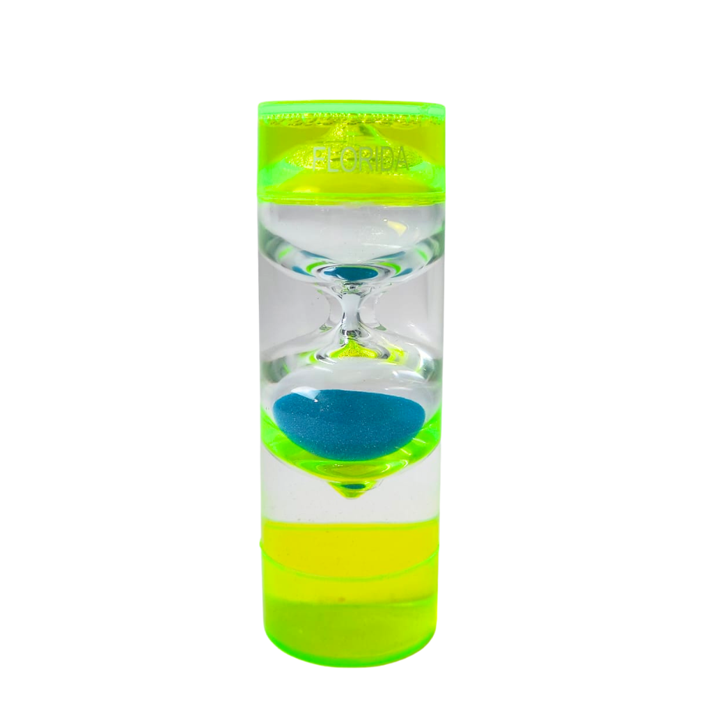 Cylinder Paper Weight with Internal Hourglass Sand Timer in Various Colors