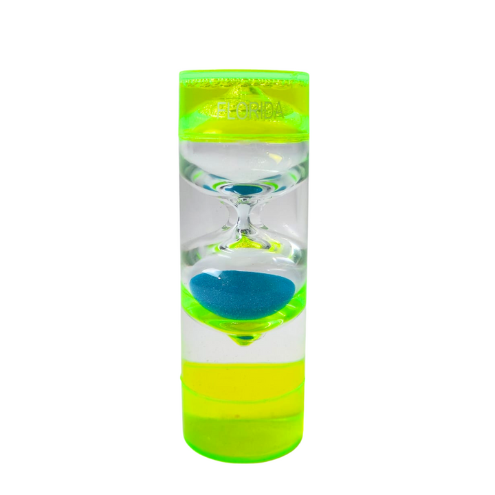 Cylinder Paper Weight with Internal Hourglass Sand Timer in Various Colors