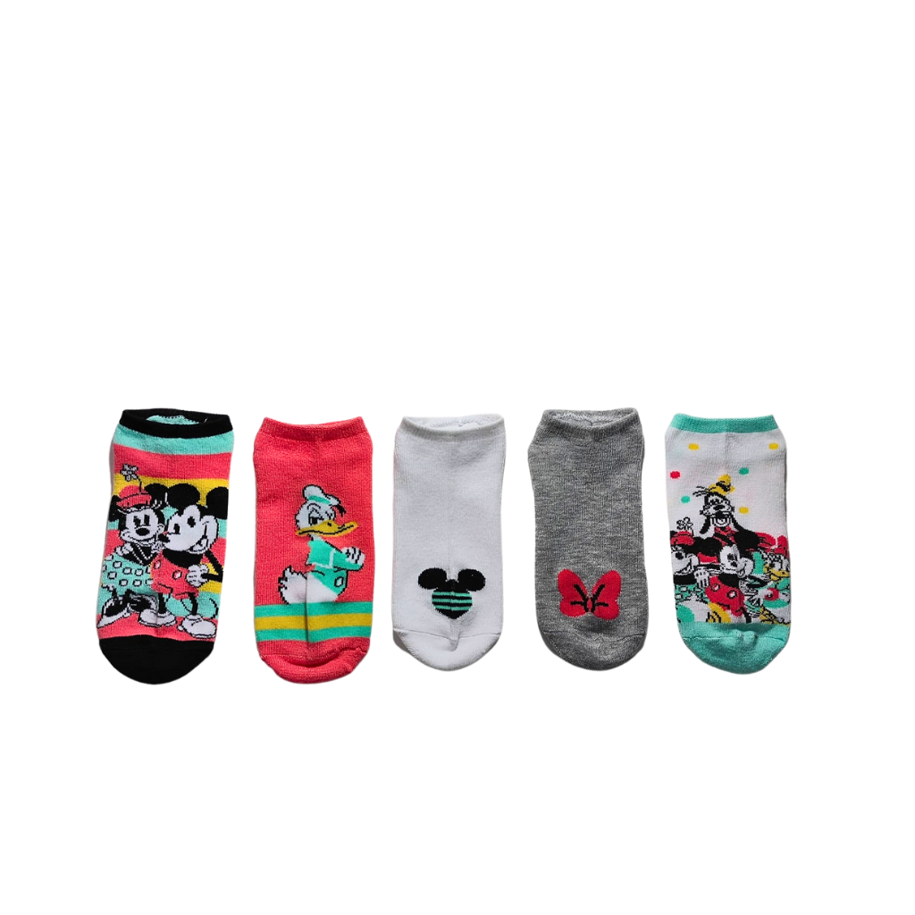 Disney Mickey Mouse And Friends  No-Show Socks 5 Pair