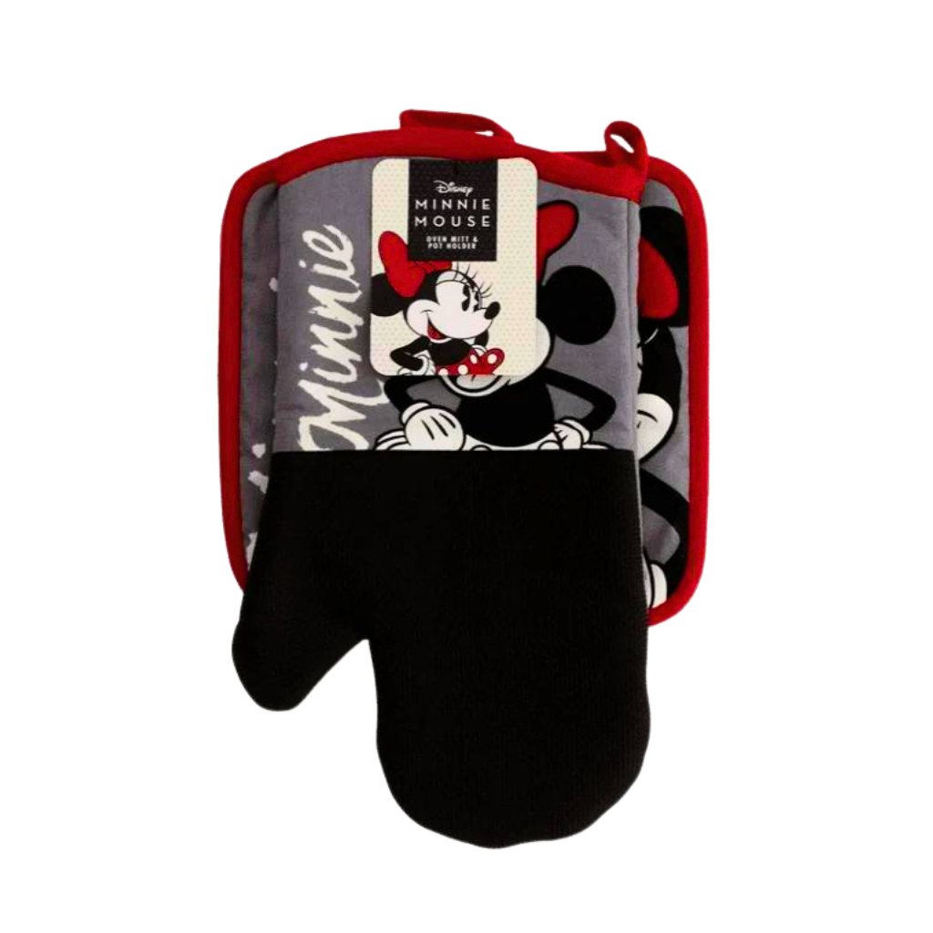 Disney Minnie Mouse Over Sized Oven Mitt & Pot Holder Dark Gray Red Black