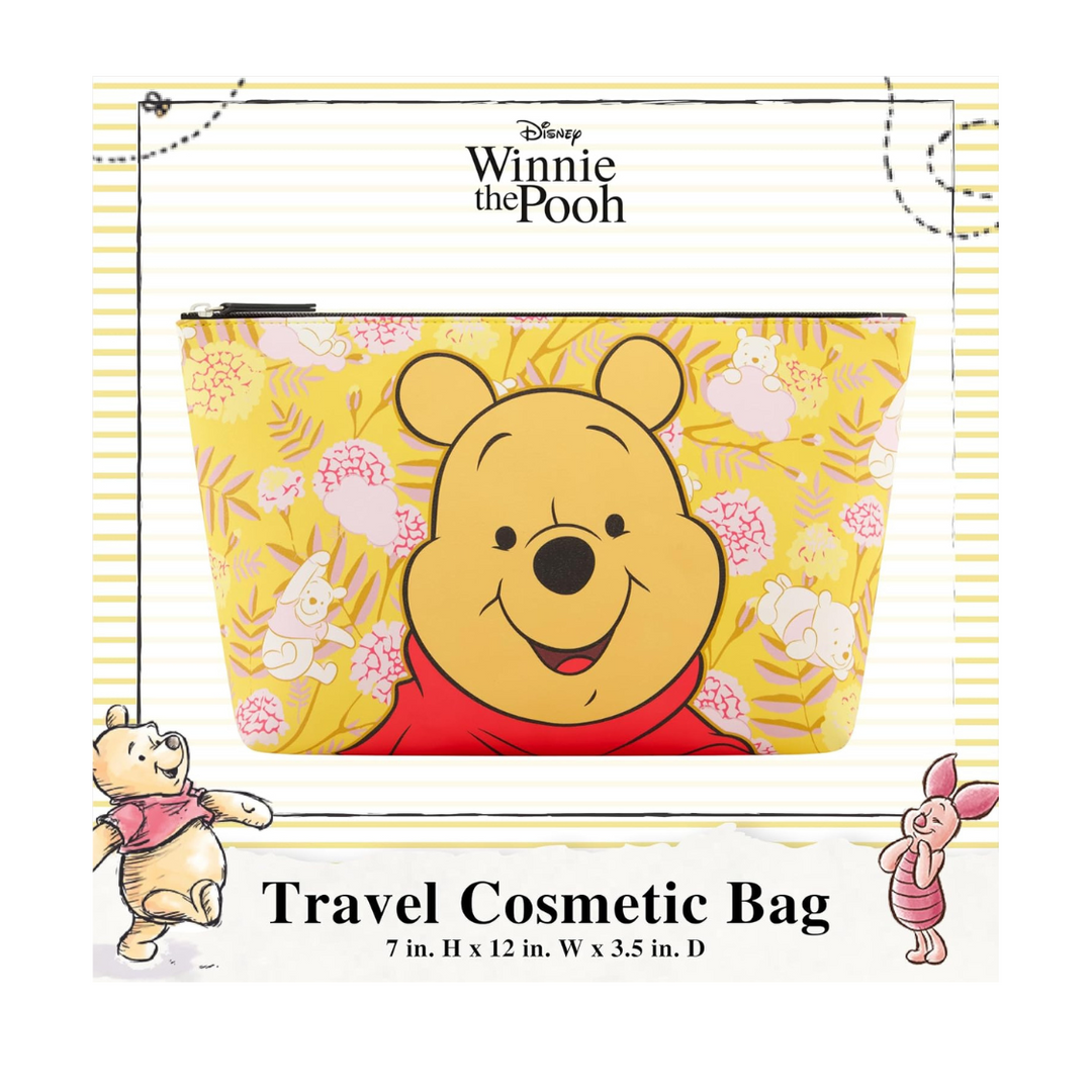 Disney Winnie the Pooh Women's Makeup Bag, Small Travel Cosmetic Zipper Pouch Organizer