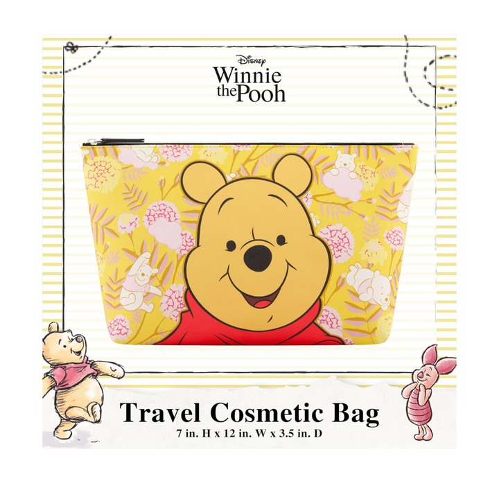Disney Winnie the Pooh Women's Makeup Bag, Small Travel Cosmetic Zipper Pouch Organizer