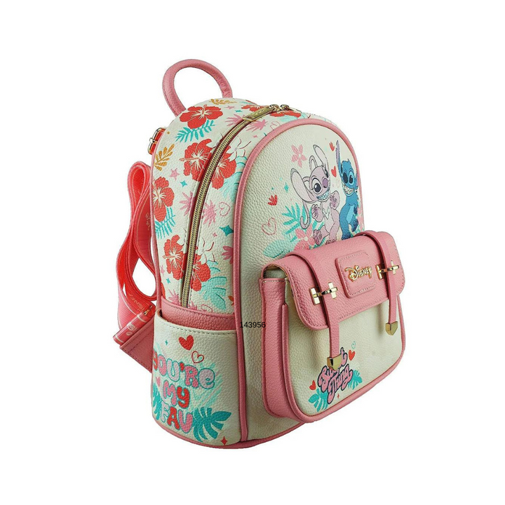 Disney Angel & Stitch 11" Mini Backpack – Fashionable Vegan Leather Style