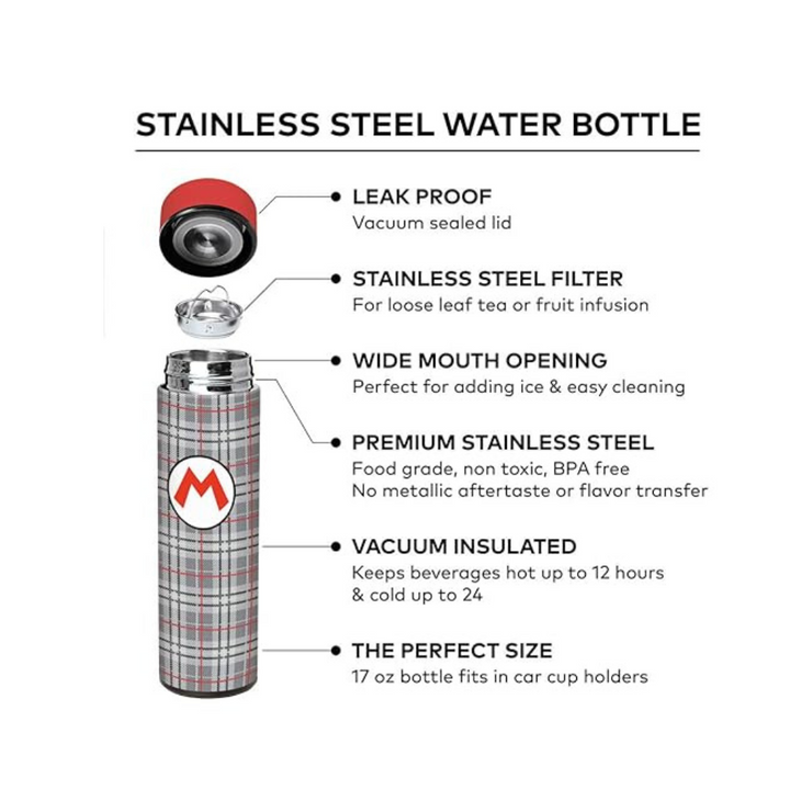 Super Mario, Vacuum Insulated Stainless Steel Sport Water Bottle