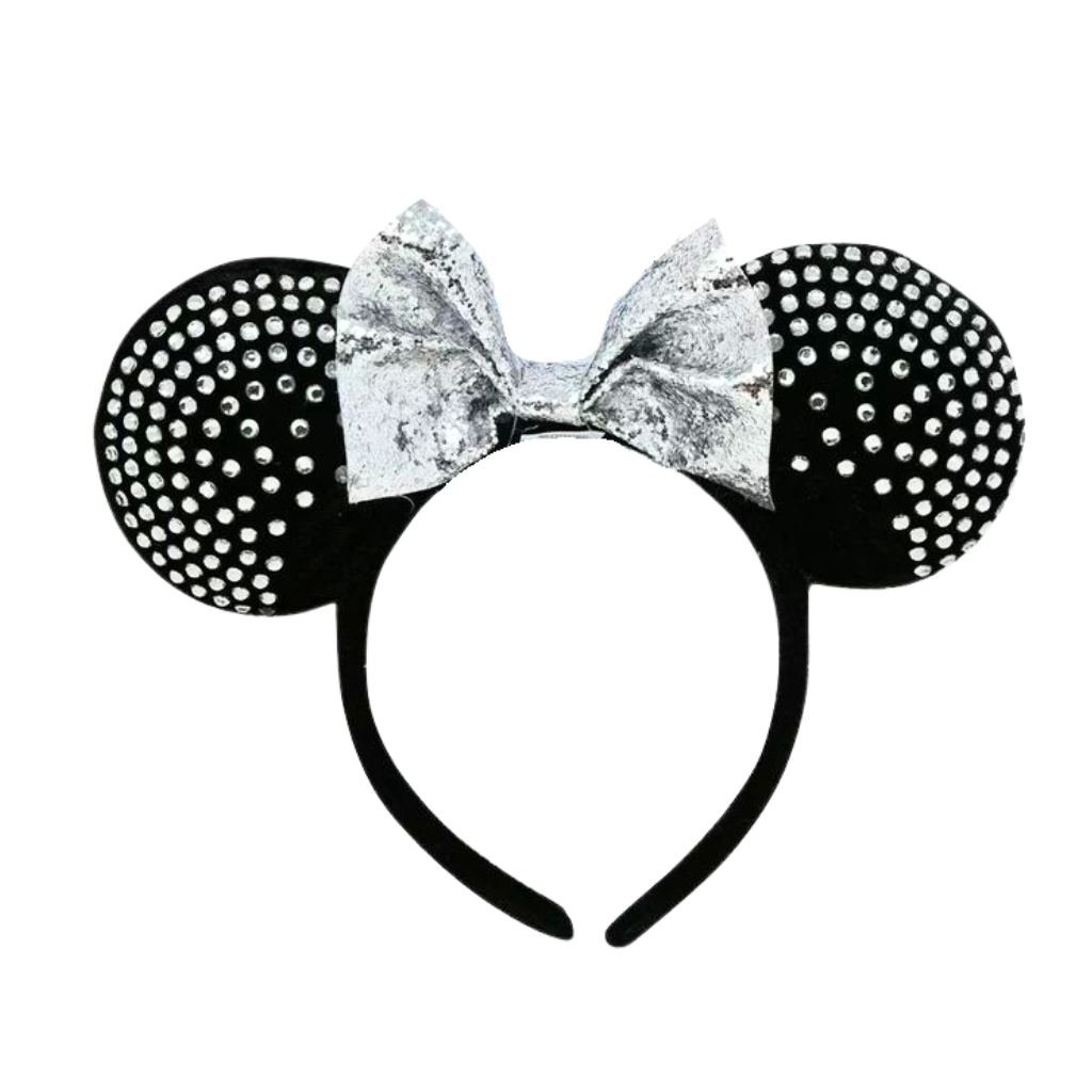 Minnie Ears Headband with Rhinestones Black with Silver