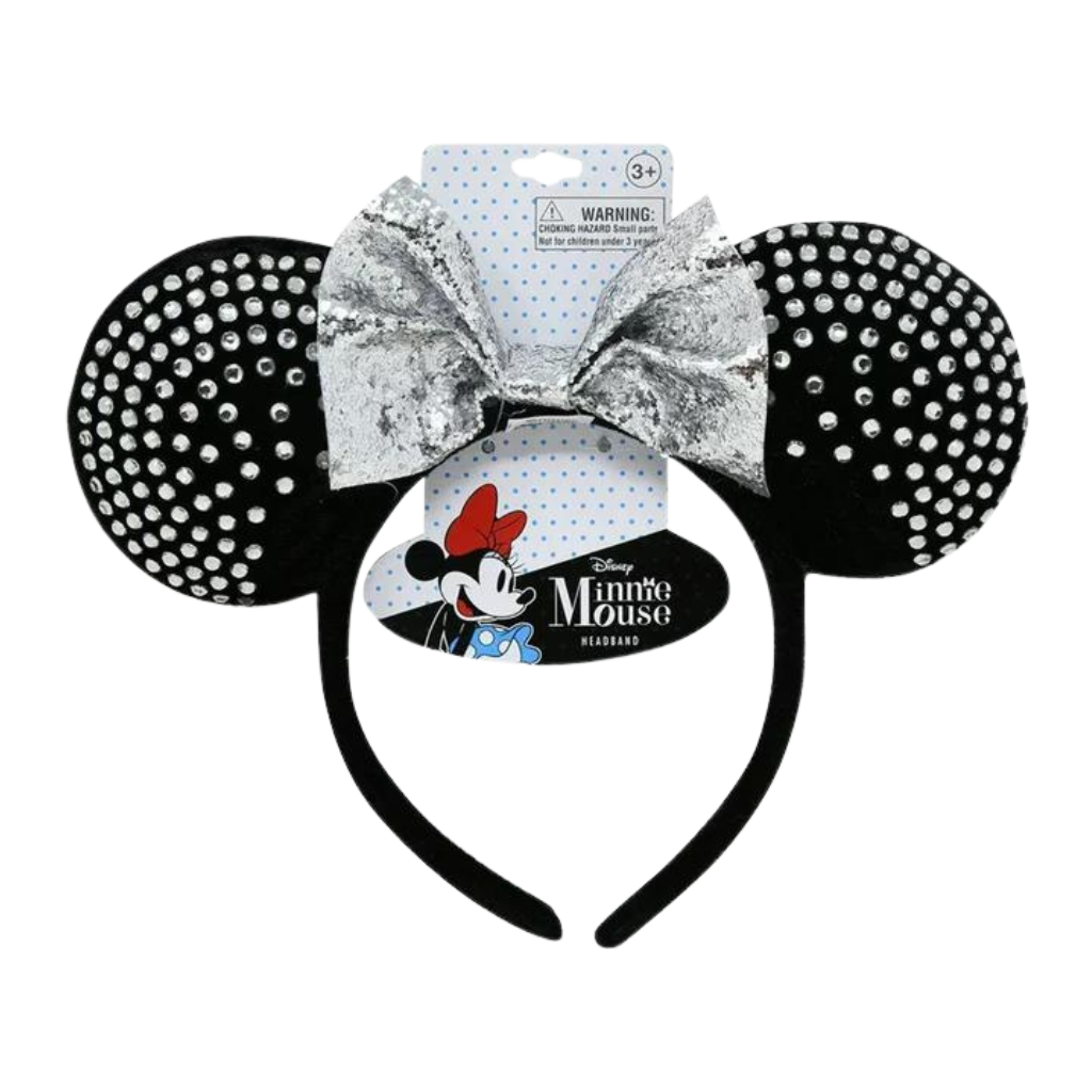 Minnie Ears Headband with Rhinestones Black with Silver