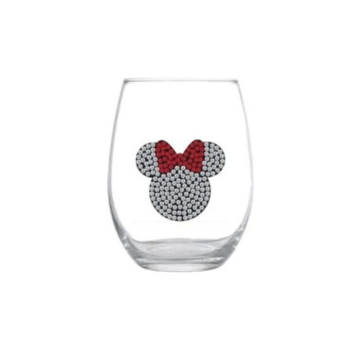 Disney Rhinestone Stemless Wine Glass Inspired  Minnie Fan