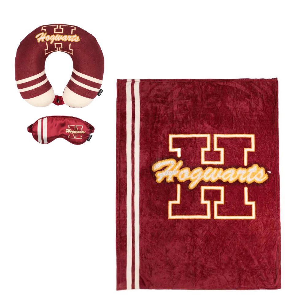 Adult Harry Potter Hogwarts Travel Set with Neck Pillow Eye Mask and Throw Blanket