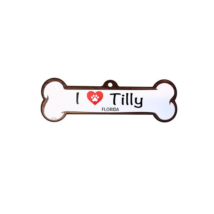 Wood Dog Bone Florida Plaque - 7.5" x 2.5"