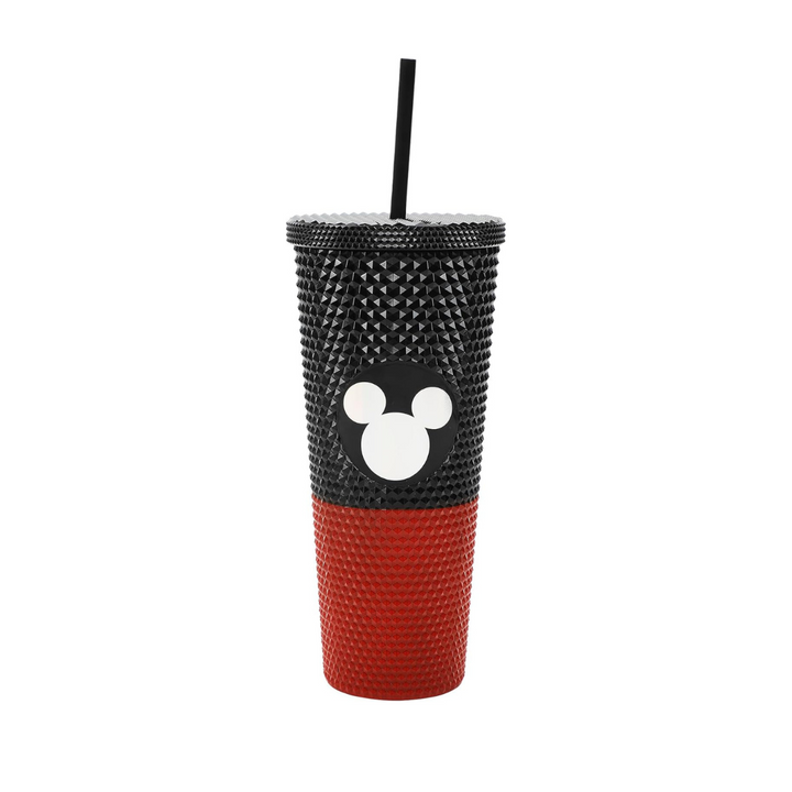 Disney Mickey Mouse Metallic Mickey Ears Logo Red & Black 16 Oz Spiked Acrylic Cup