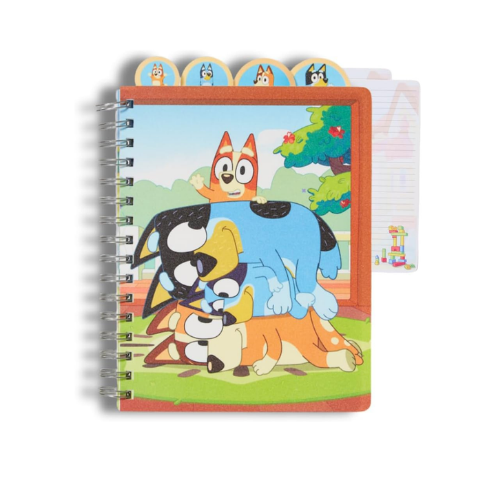 Bluey Tab Journal Notebook, Spiral Bound, 96 Lined Pages, 8 x 7 inches, Blue