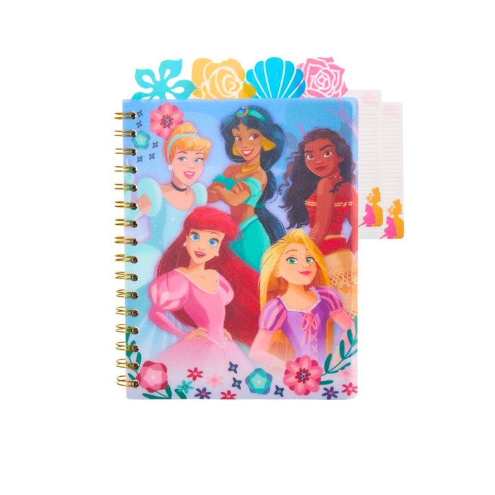 Disney Princess Tab Journal Notebook for Kids, Spiral Bound, 96 Lined Pages, 8 X 7 Inches