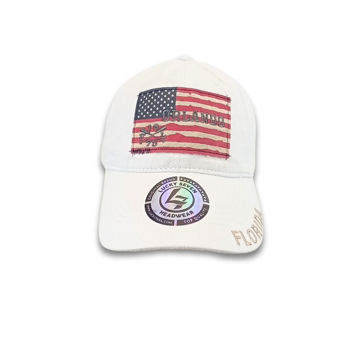 American Flag Ball Cap Orlando Florida Est 1845 , Adjustable, unisex