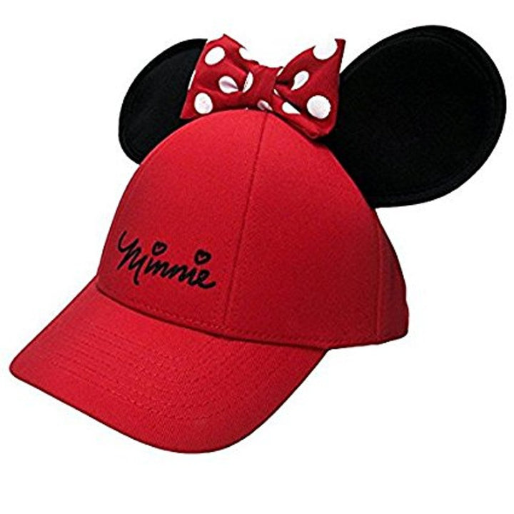 Disney Womens Minnie Mouse Cap With Bow & Ears Red