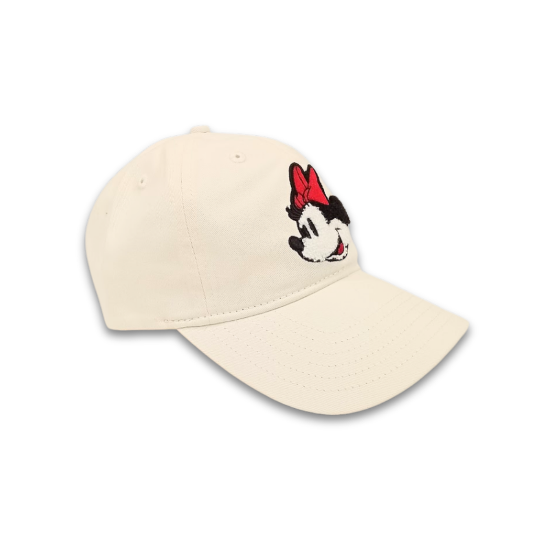 Disney Minnie Mouse Dad Hat, Chenille Patch Adjustable Unisex Baseball Cap, Off White, One Size