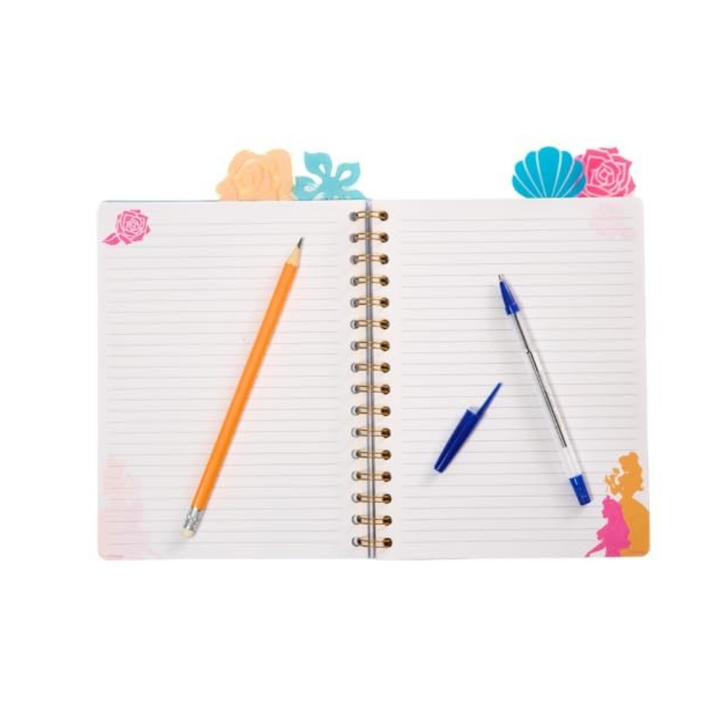 Disney Princess Tab Journal Notebook for Kids, Spiral Bound, 96 Lined Pages, 8 x 7 inches