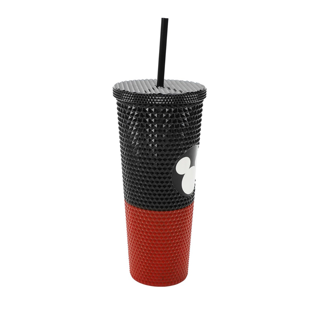 Disney Mickey Mouse Metallic Mickey Ears Logo Red & Black 16 Oz Spiked Acrylic Cup