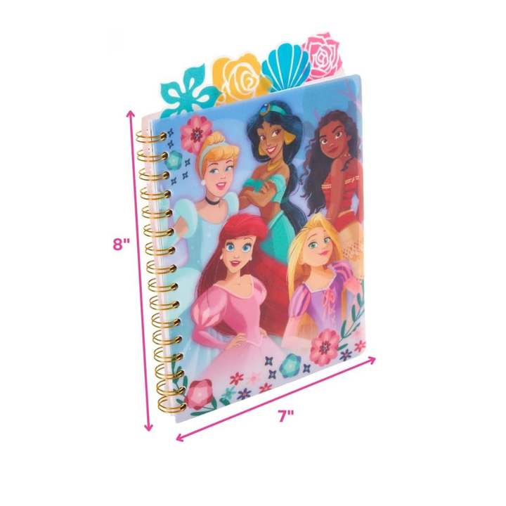 Disney Princess Tab Journal Notebook for Kids, Spiral Bound, 96 Lined Pages, 8 X 7 Inches
