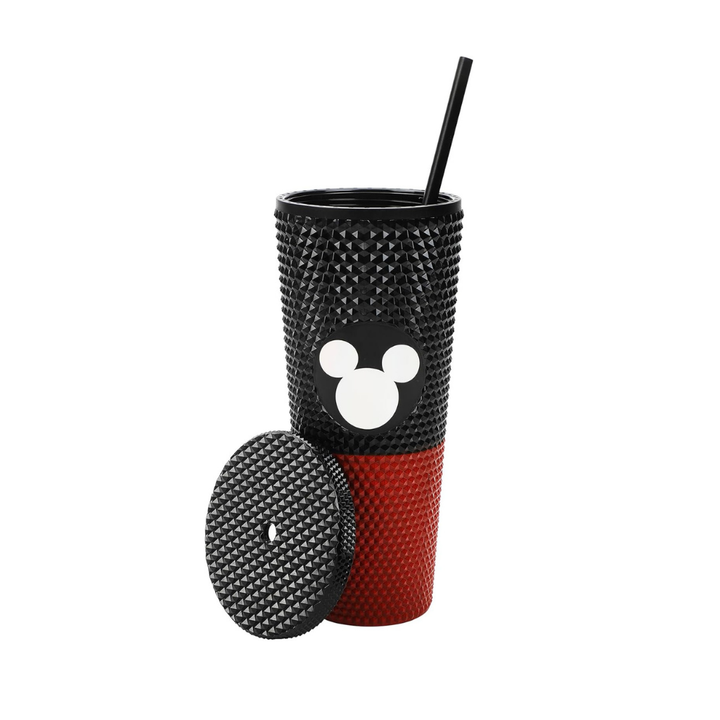 Disney Mickey Mouse Metallic Mickey Ears Logo Red & Black 16 Oz Spiked Acrylic Cup