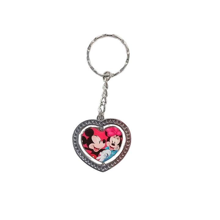 Mickey & Minnie Heart Spinner Keyring