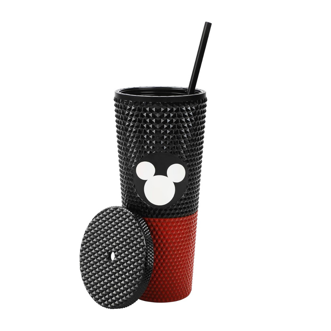 Disney Mickey Mouse Metallic Mickey Ears Logo Red & Black 16 Oz Spiked Acrylic Cup