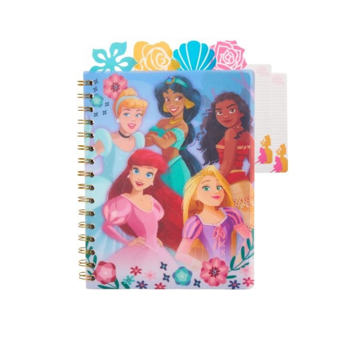Disney Princess Tab Journal Notebook for Kids, Spiral Bound, 96 Lined Pages, 8 x 7 inches