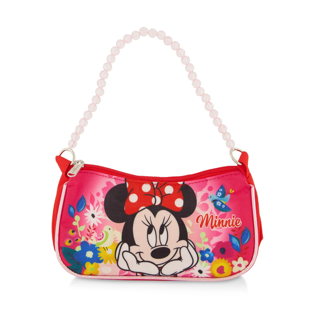 Disney Minnie Mouse Shoulder Handbag With Beaded Strap