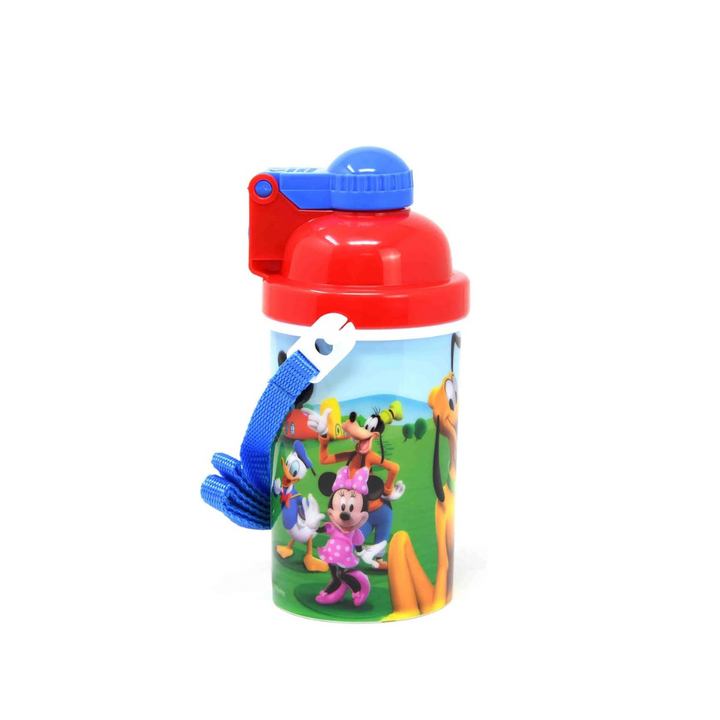 Disney Classic Mickey Carrying Strap One Touch Water Bottles with Reusable Built in Straw