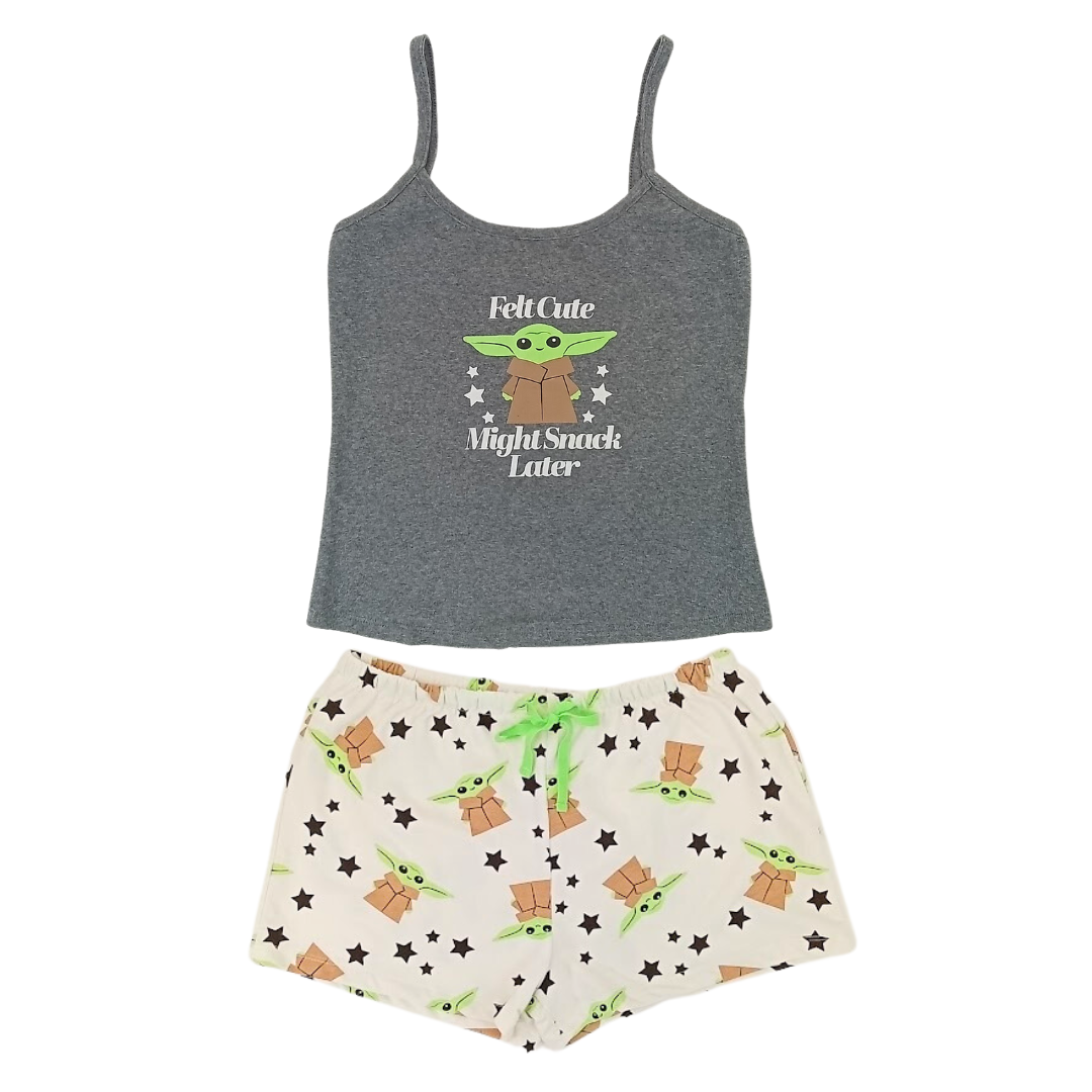 Star Wars Juniors Baby Yoda "Felt Cute" Cami Pajama Short Set