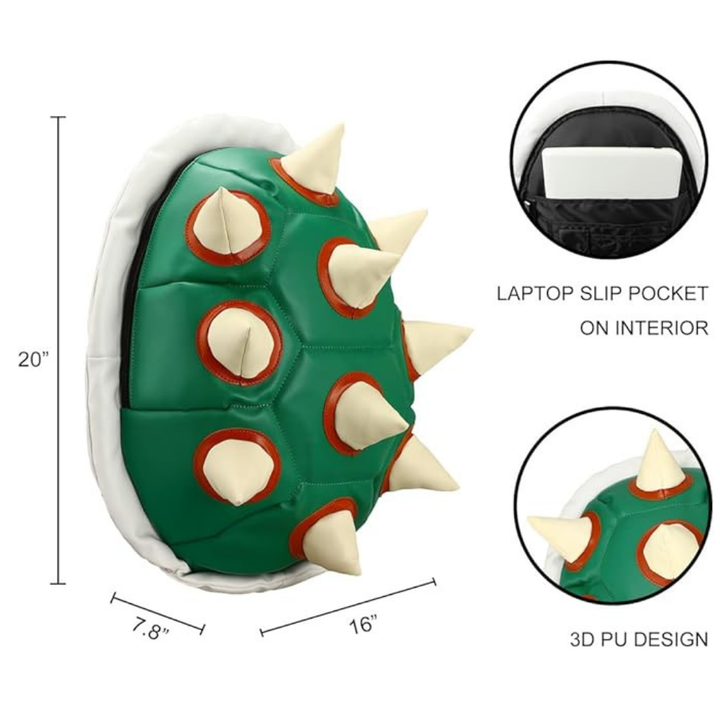Super Mario Bros Bowser Green Turtle Shell Backpack
