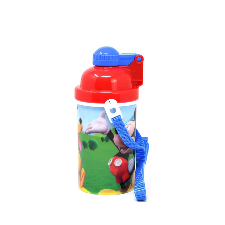 Disney Classic Mickey Carrying Strap One Touch Water Bottles with Reusable Built in Straw
