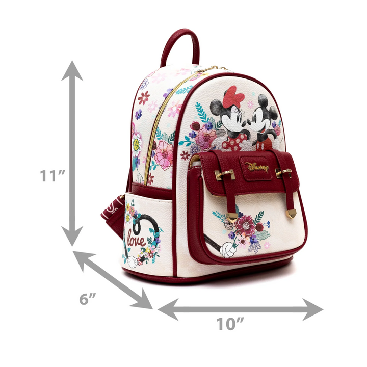 Mickey and Minnie Mouse 11" Vegan Leather Fashion Mini Backpack