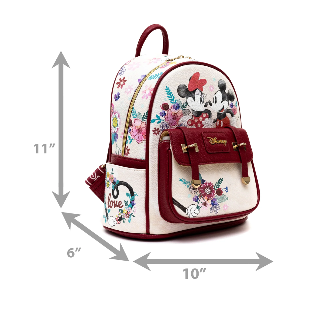 disney mickey and minnie mouse love mini backpack Mickey and Minnie Mouse 11" Vegan Leather Fashion Mini Backpack