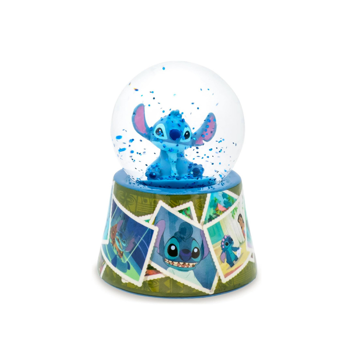 Disney Lilo & Stitch Vintage Photos Mini Light-Up Snow Globe for Adults with Glitter 2.75 Inches Tall.