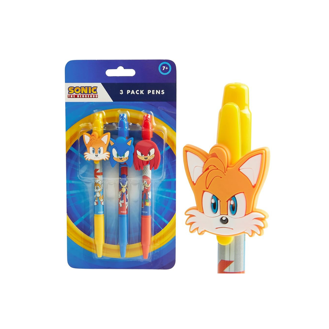 Sonic The Hedgehog Pens for Kids Pack of 3 Ballpoint Pens for Kids