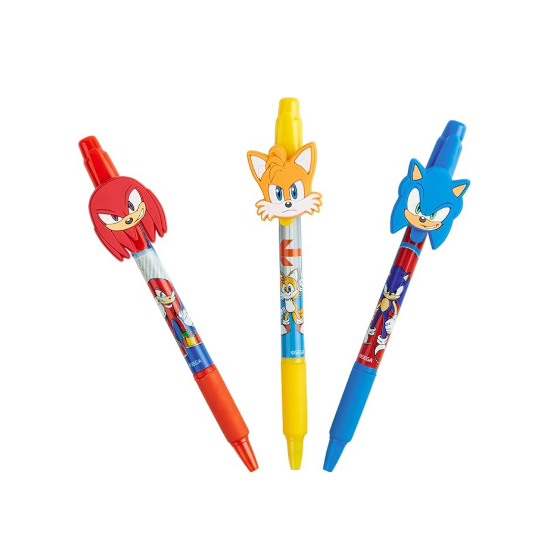 Sonic The Hedgehog Pens for Kids Pack of 3 Ballpoint Pens for Kids