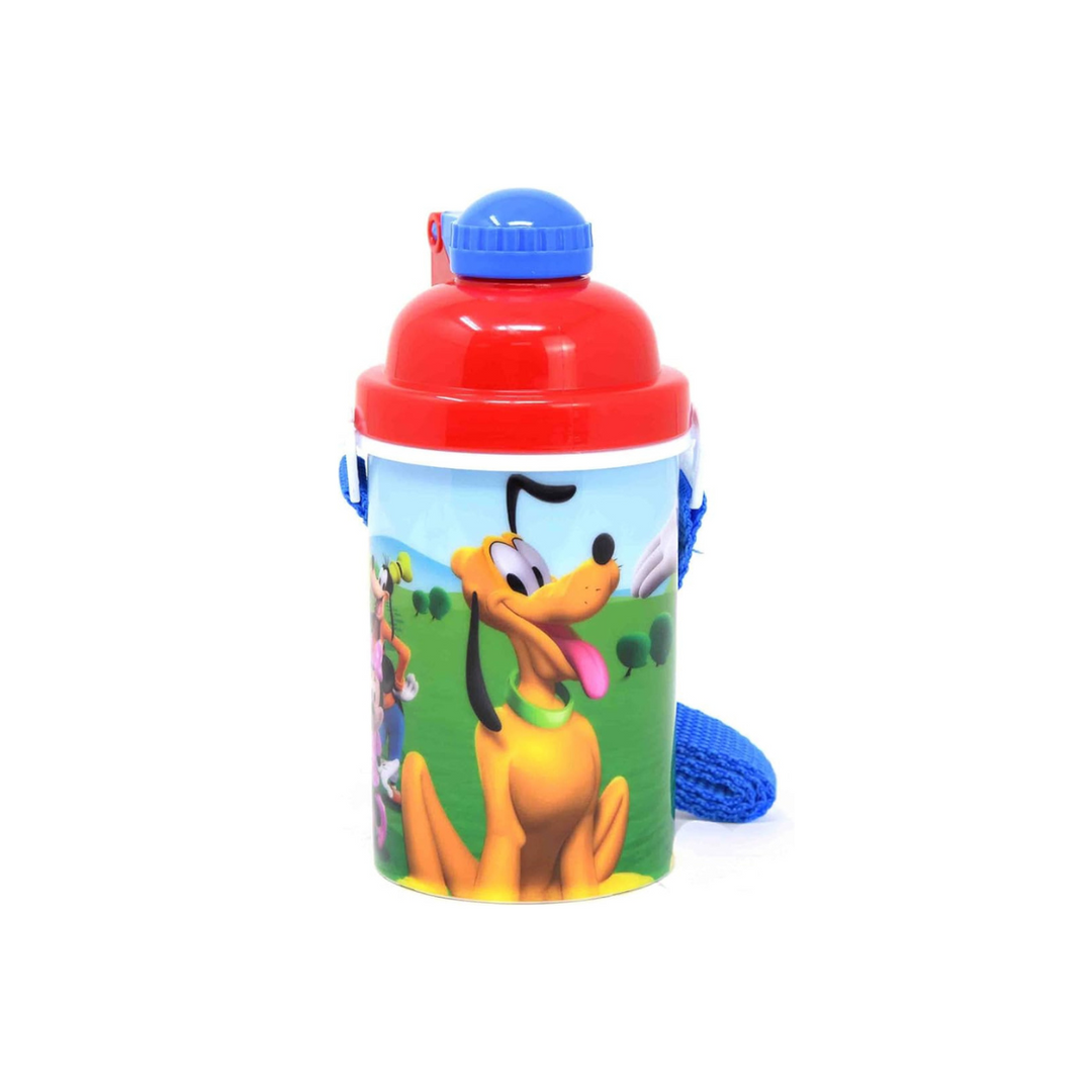 Disney Classic Mickey Carrying Strap One Touch Water Bottles with Reusable Built in Straw