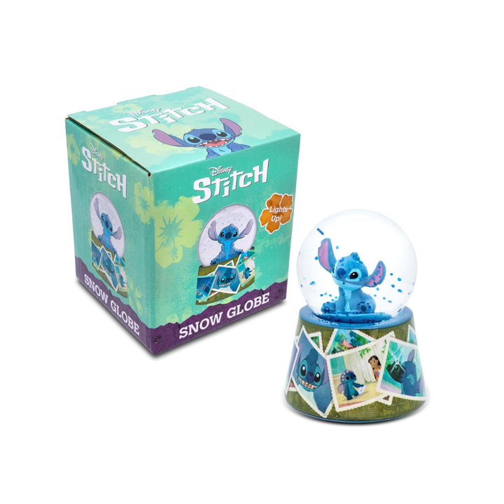 Disney Lilo & Stitch Vintage Photos Mini Light-Up Snow Globe for Adults with Glitter 2.75 Inches Tall.