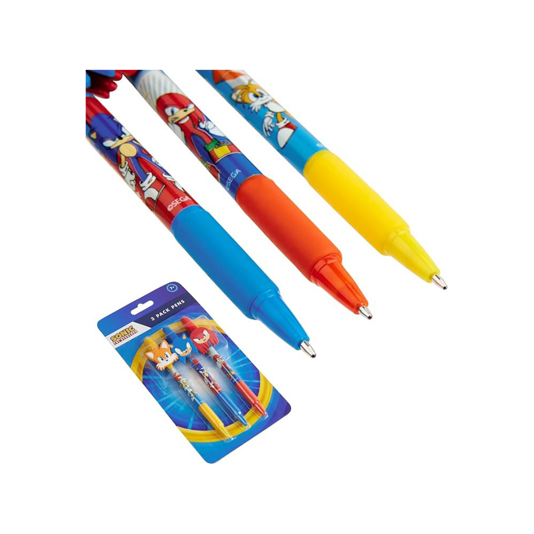 Sonic The Hedgehog Pens for Kids Pack of 3 Ballpoint Pens for Kids
