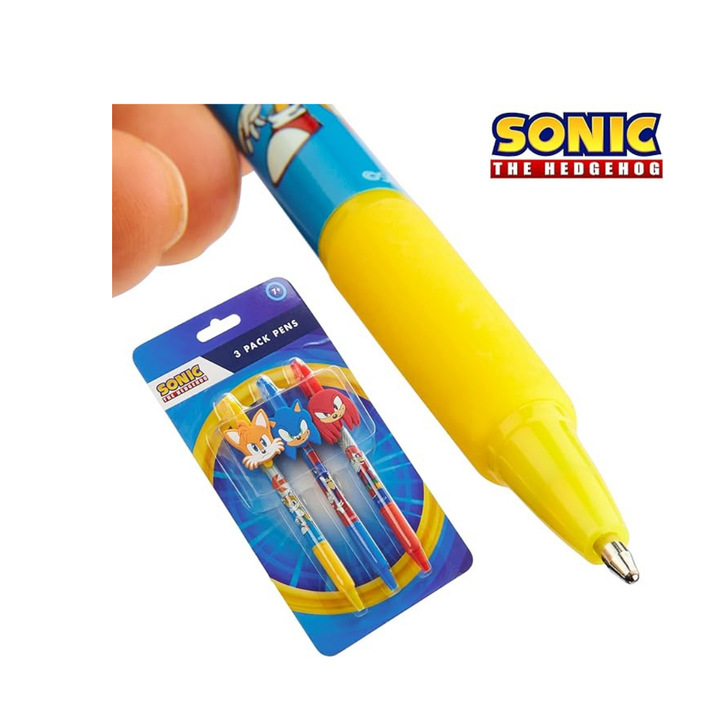Sonic The Hedgehog Pens for Kids Pack of 3 Ballpoint Pens for Kids