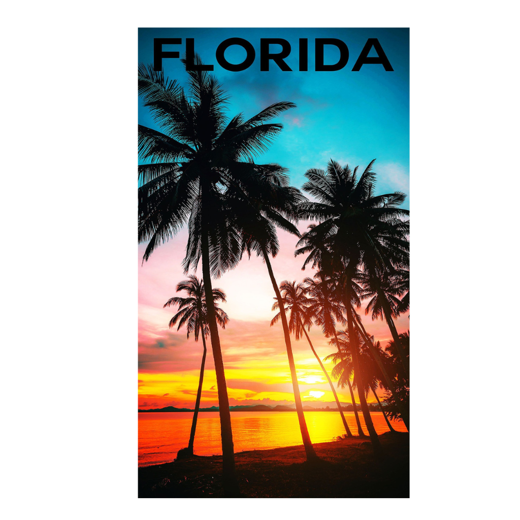 New Florida Palm Tree Sunset Beach Towel