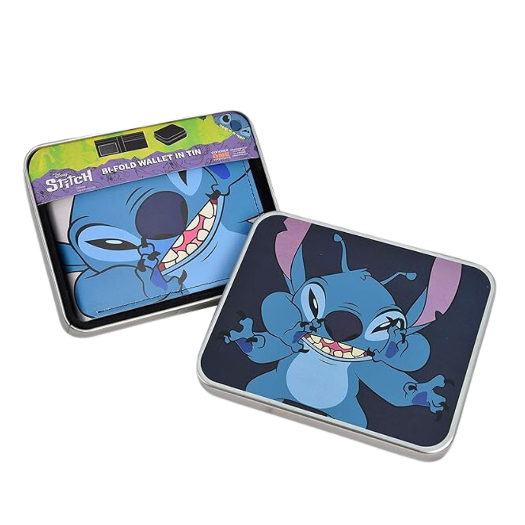 Disney's Stitch Bifold Wallet in a Decorative Tin Case